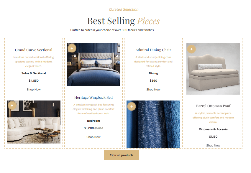 Blue Furniture & Co best-selling products page