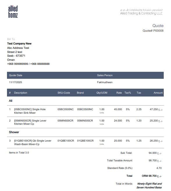Custom Odoo invoice report for a client account