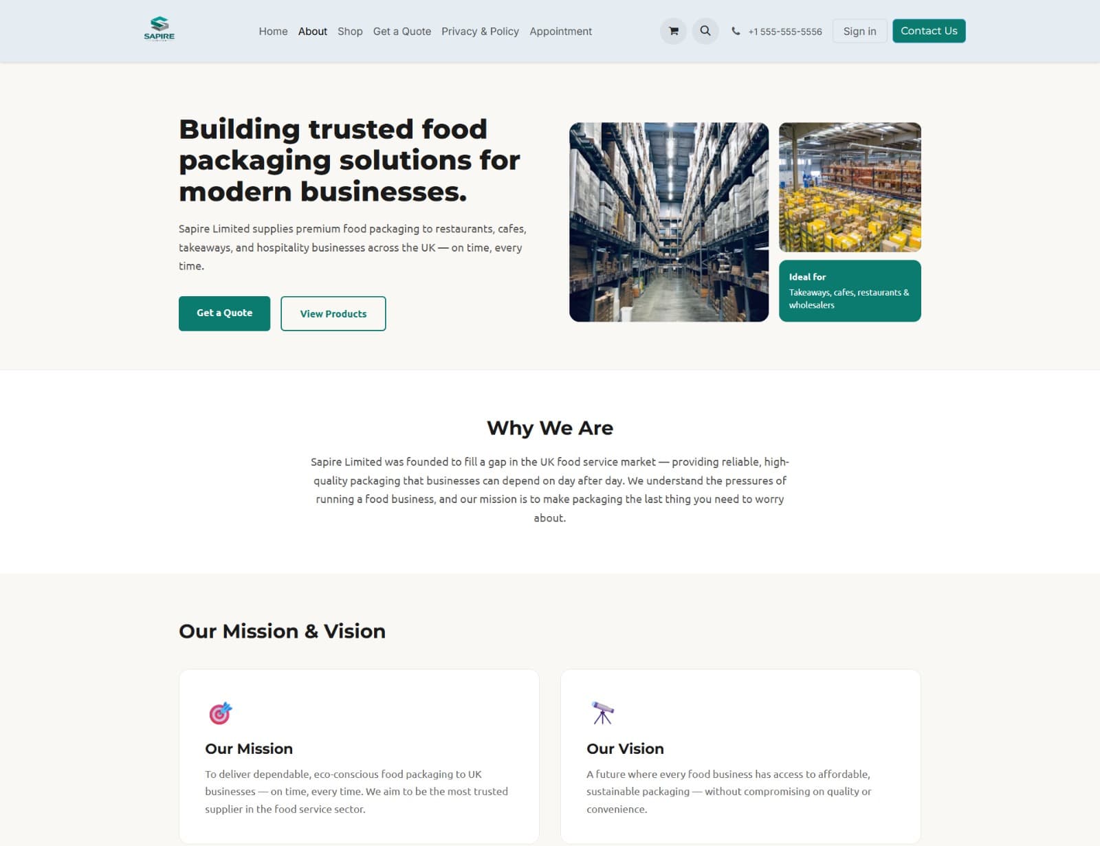 Sapire Limited About page with mission and vision